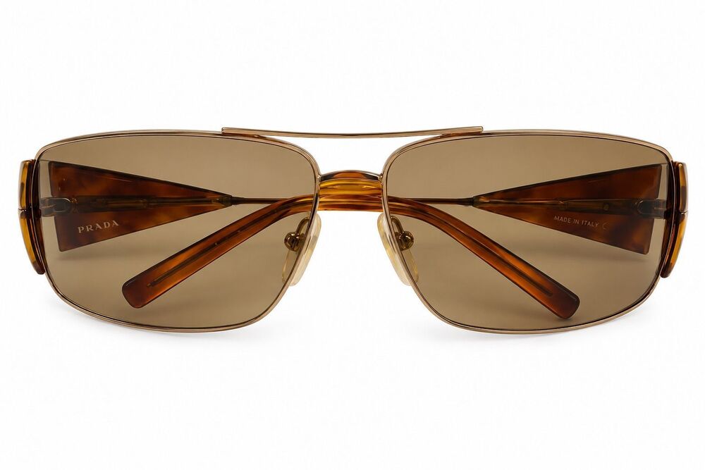 Prada SPR 55H 4BW-6S1 Brown Tortoise Gold Sunglasses 63-12-120 Made Italy